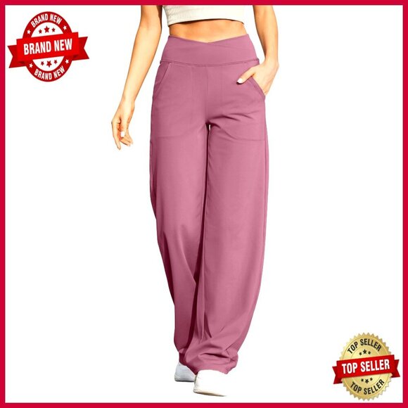 Pants - Wide Leg Yoga Pants with Pockets, Stretch Lounge Pants, Petite to Tall